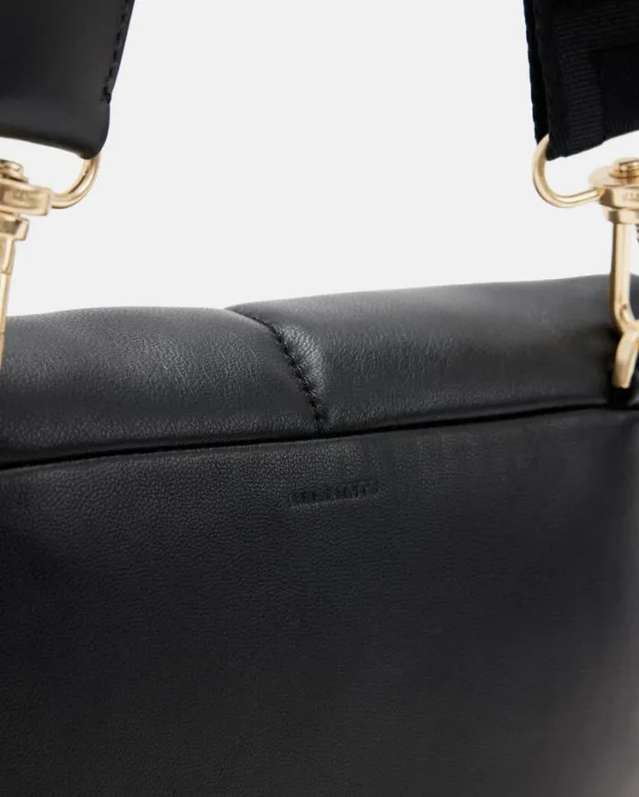 Ezra Leather Quilted Crossbody Bag Black Women AllSaints Accessories