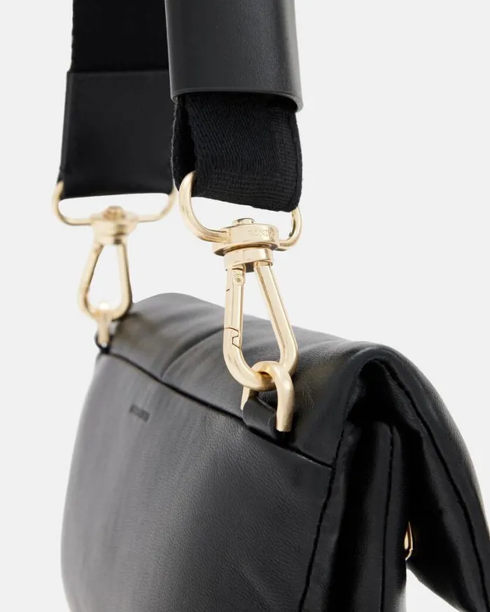 Ezra Leather Quilted Crossbody Bag Black Women AllSaints Accessories