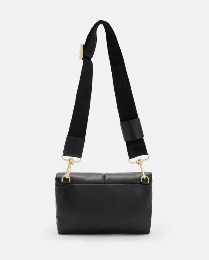 Ezra Leather Quilted Crossbody Bag Black Women AllSaints Accessories