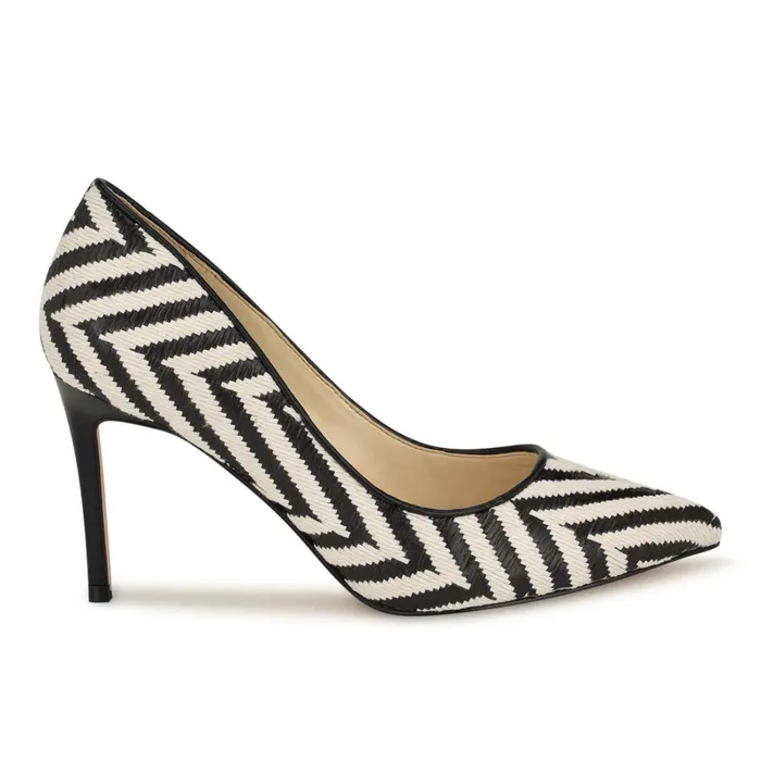 Ezra Pointy Toe Pumps Blackwhite Raffia Women Nine West Pumps