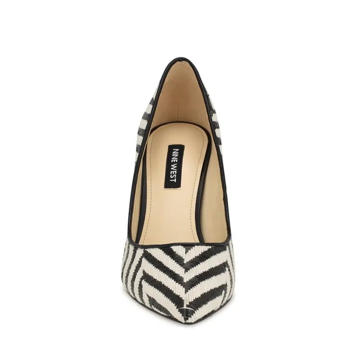 Ezra Pointy Toe Pumps Blackwhite Raffia Women Nine West Pumps