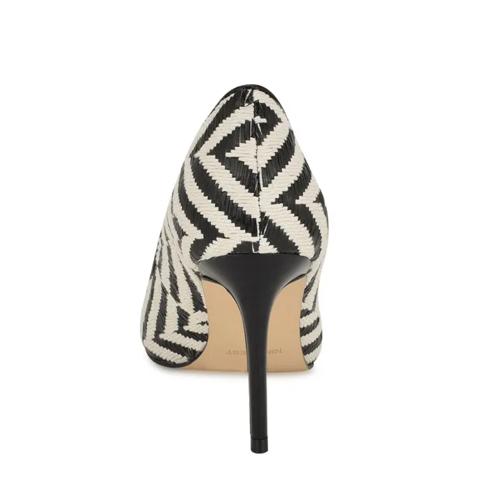Ezra Pointy Toe Pumps Blackwhite Raffia Women Nine West Pumps