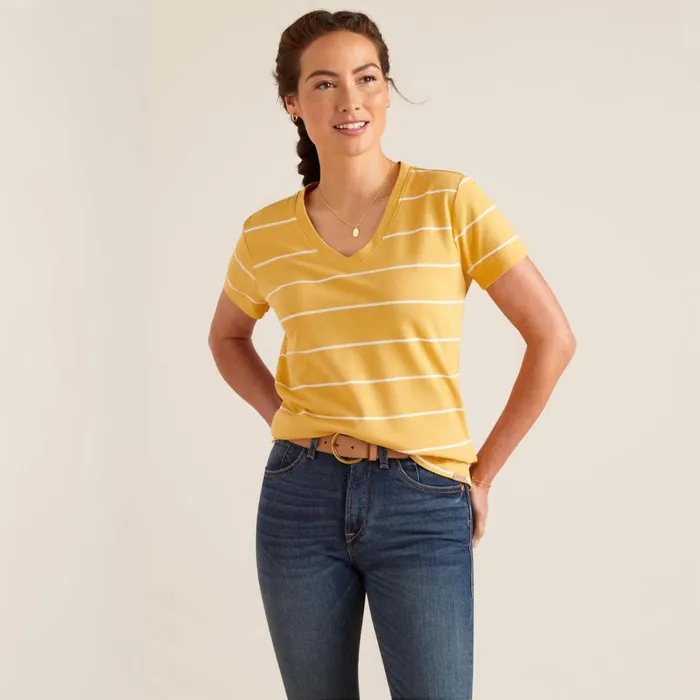 Fairford TShirt Ochre Stripe Women Ariat TShirts and Tops