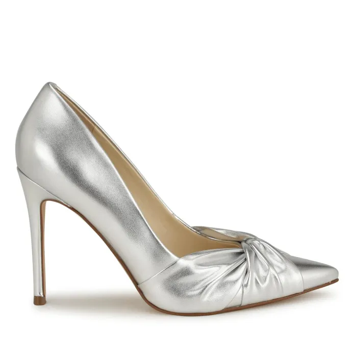 Faiza Knotted Pointy Toe Pumps Silver Women Nine West Pumps