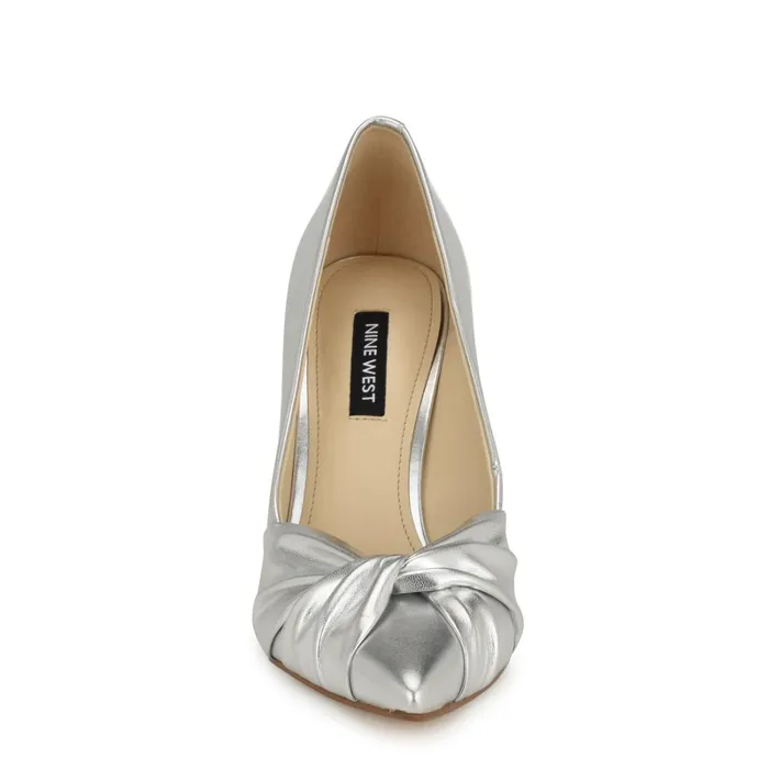 Faiza Knotted Pointy Toe Pumps Silver Women Nine West Pumps