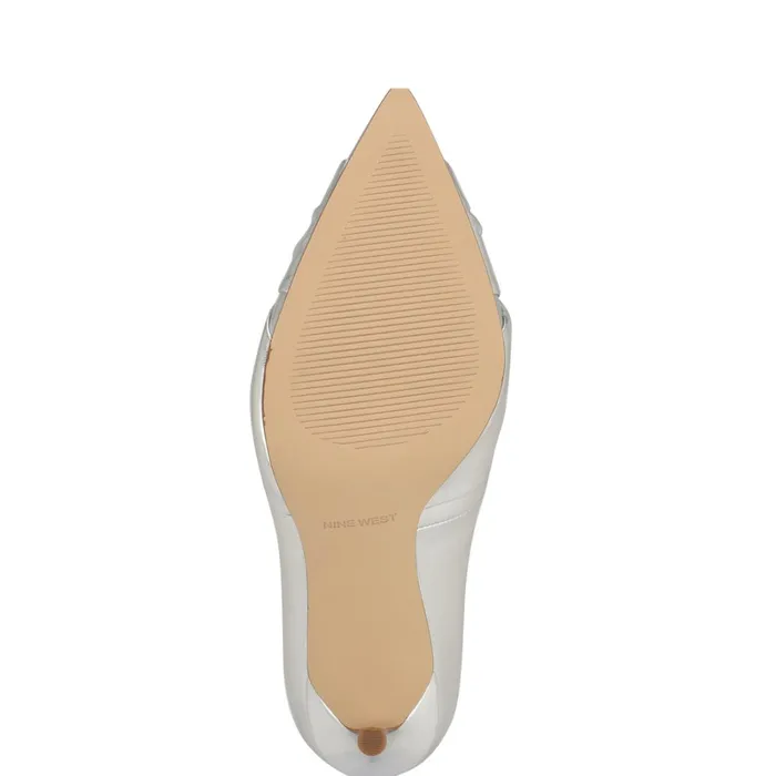 Faiza Knotted Pointy Toe Pumps Silver Women Nine West Pumps