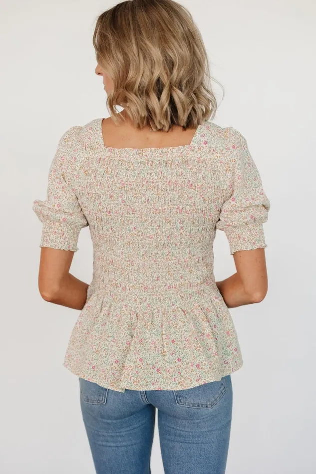 Felice Smocked Top Cream Print Women Baltic Born Blouses Shirts Felice Smocked Top Cream Print Women Baltic Born Blouses Shirts
