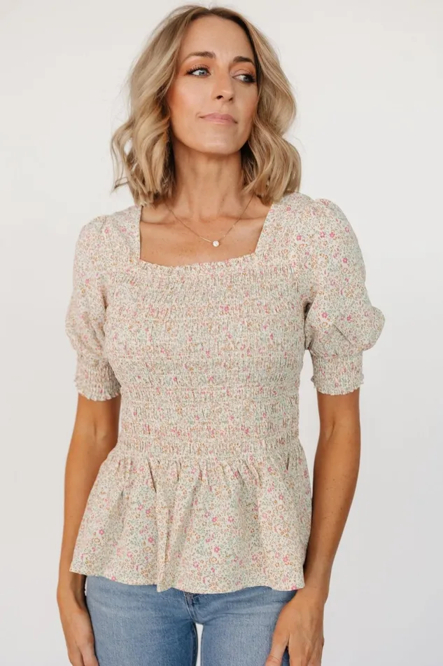 Felice Smocked Top Cream Print Women Baltic Born Blouses Shirts Felice Smocked Top Cream Print Women Baltic Born Blouses Shirts
