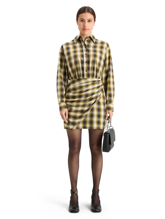 FLANNEL MINI WRAP DRESS Olive Check Women Scotch and Soda Dresses and Jumpsuits