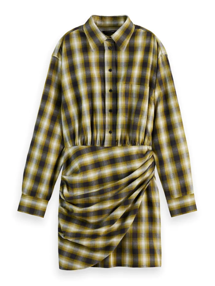 FLANNEL MINI WRAP DRESS Olive Check Women Scotch and Soda Dresses and Jumpsuits FLANNEL MINI WRAP DRESS Olive Check Women Scotch and Soda Dresses and Jumpsuits