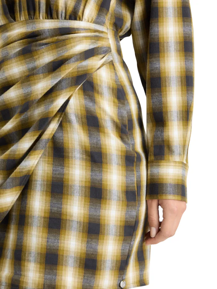 FLANNEL MINI WRAP DRESS Olive Check Women Scotch and Soda Dresses and Jumpsuits FLANNEL MINI WRAP DRESS Olive Check Women Scotch and Soda Dresses and Jumpsuits