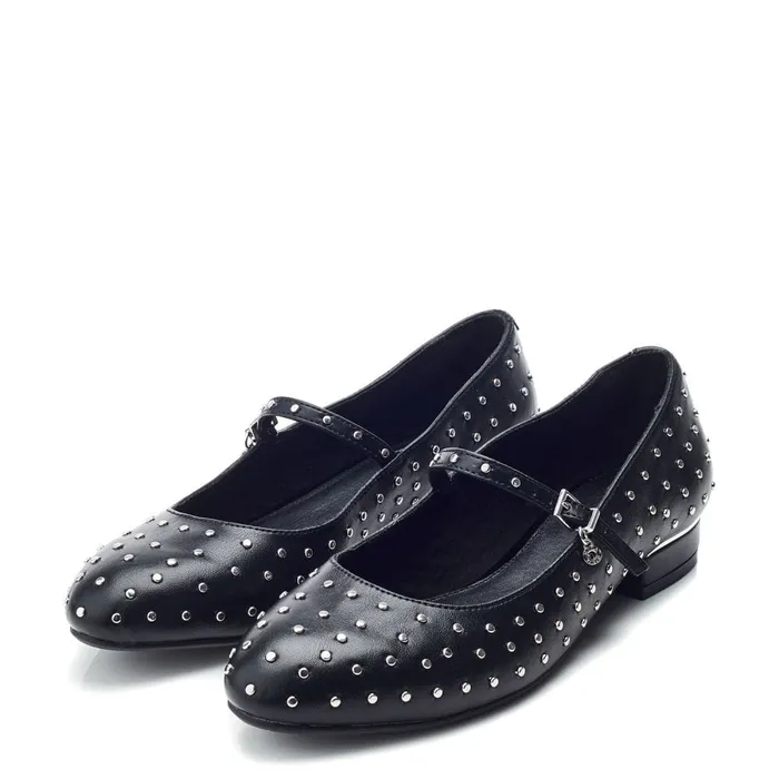 Flat And Ballerina Shoes Women Moda In Pelle Eugeniee Black Porvair