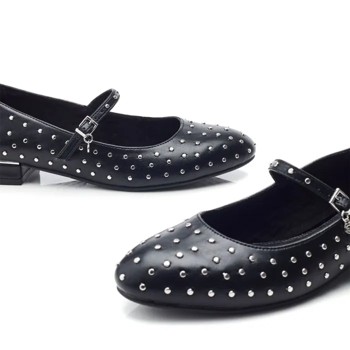 Flat And Ballerina Shoes Women Moda In Pelle Eugeniee Black Porvair