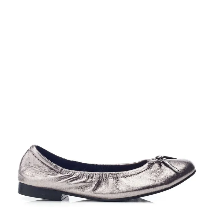 Flat And Ballerina Shoes Women Moda In Pelle Freyani Pewter Leather