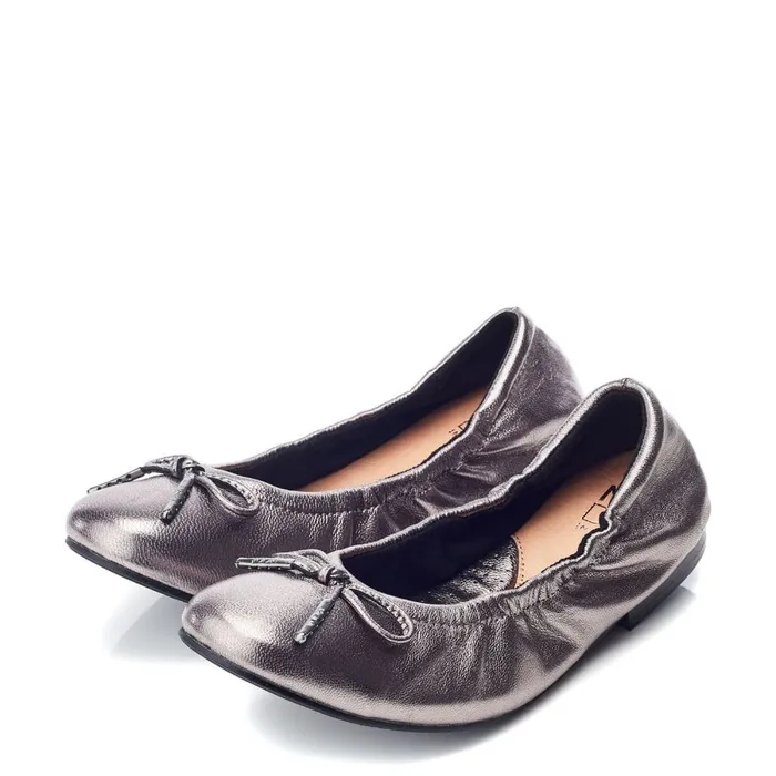 Flat And Ballerina Shoes Women Moda In Pelle Freyani Pewter Leather
