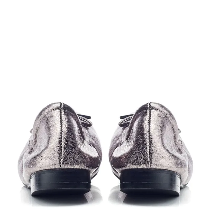 Flat And Ballerina Shoes Women Moda In Pelle Freyani Pewter Leather