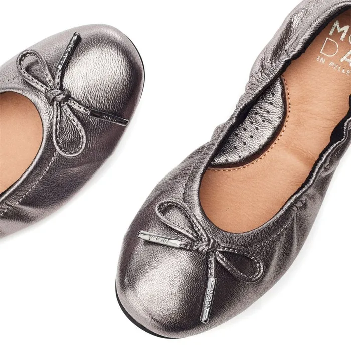 Flat And Ballerina Shoes Women Moda In Pelle Freyani Pewter Leather