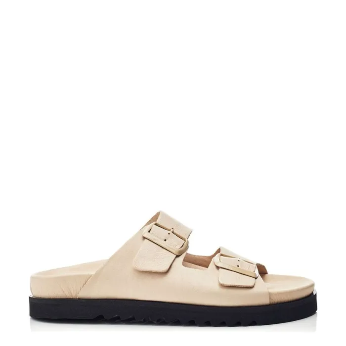 Flatform Sandals Women Moda In Pelle Bsoleful BSlidey Beige Leather