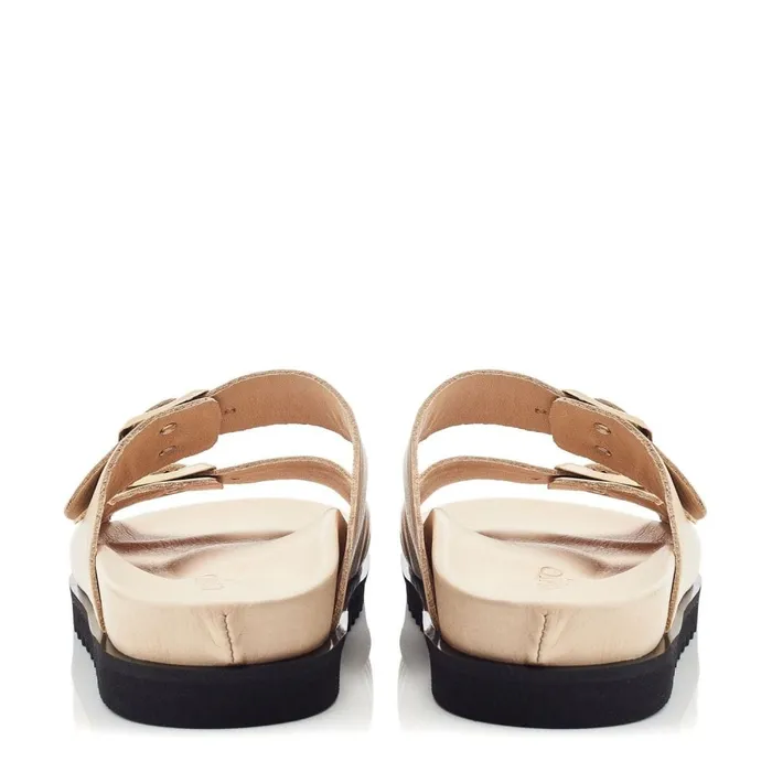 Flatform Sandals Women Moda In Pelle Bsoleful BSlidey Beige Leather