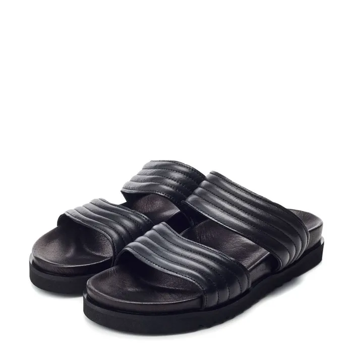 Flatform Sandals Women Moda In Pelle Bsoleful BStrider Black Leather