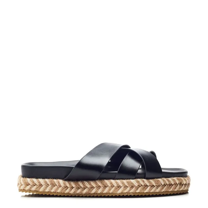 Flatform Sandals Women Moda In Pelle Morornie Black Porvair