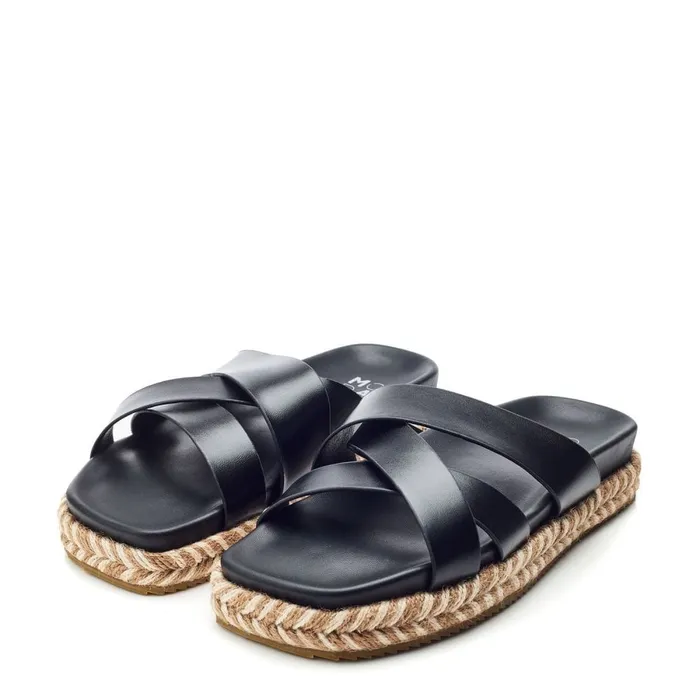 Flatform Sandals Women Moda In Pelle Morornie Black Porvair