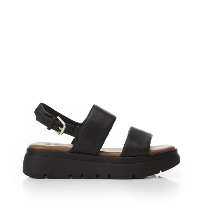 Flatform Sandals Women Moda In Pelle Netty Black Leather