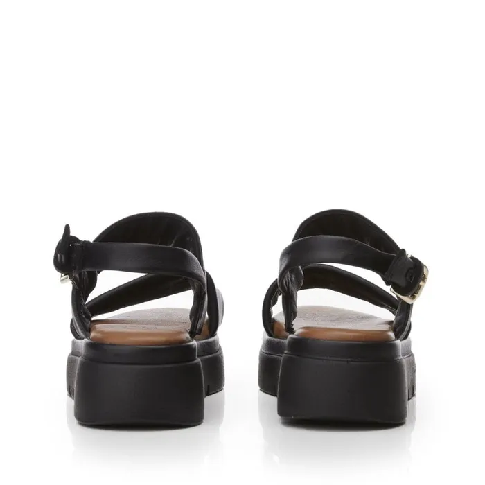 Flatform Sandals Women Moda In Pelle Netty Black Leather