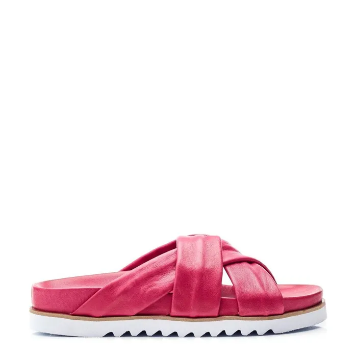 Flatform Sandals Women Moda In Pelle Norrina Raspberry Leather