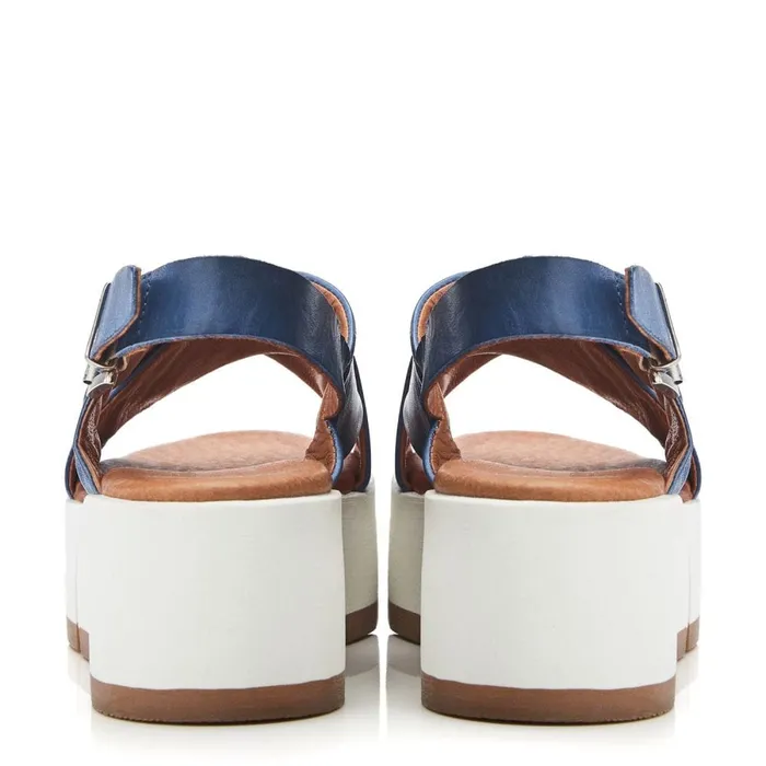Flatform Sandals Women Moda In Pelle Ritika Blue Leather