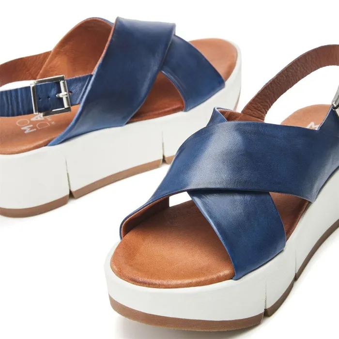 Flatform Sandals Women Moda In Pelle Ritika Blue Leather