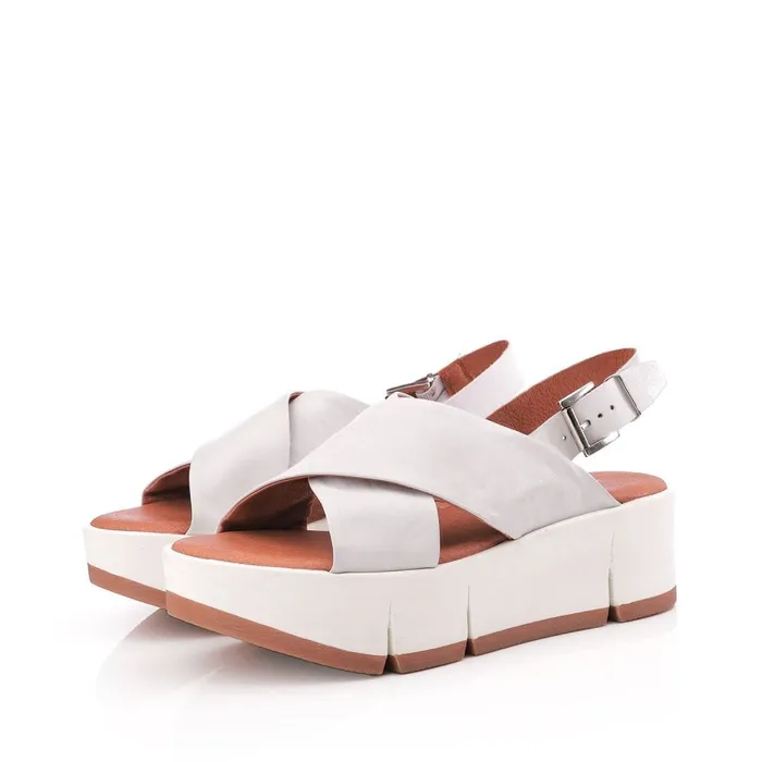 Flatform Sandals Women Moda In Pelle Ritika White Leather