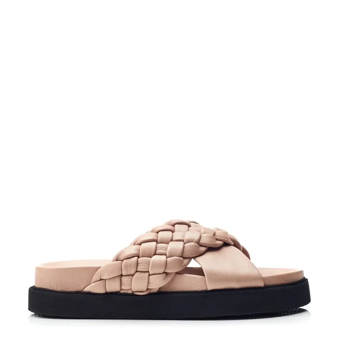 Flatform Sandals Women Moda In Pelle Shoon Sh Aimee Taupe Leather