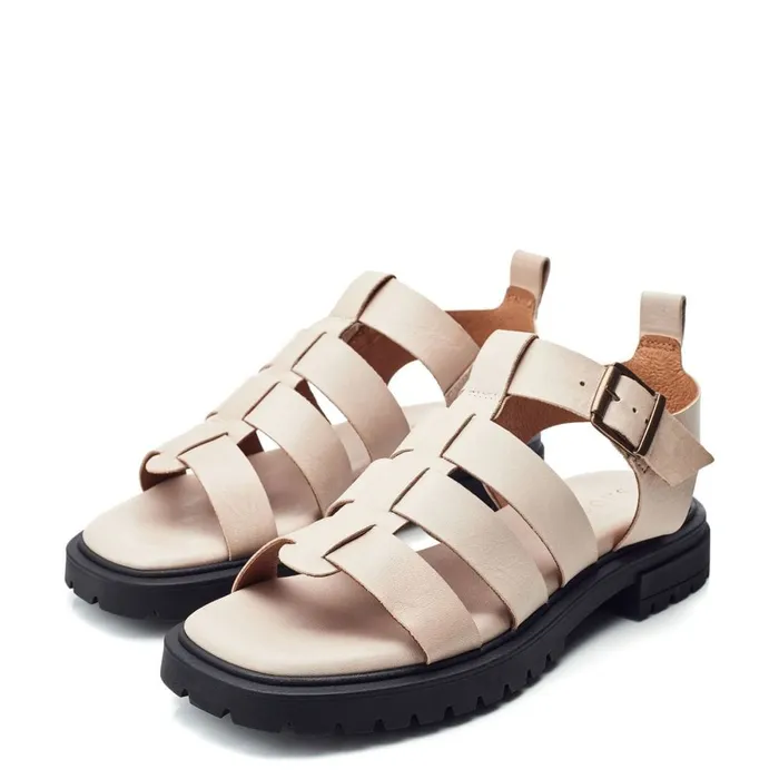 Flatform Sandals Women Moda In Pelle Shoon Sh Inshore Off White Leather