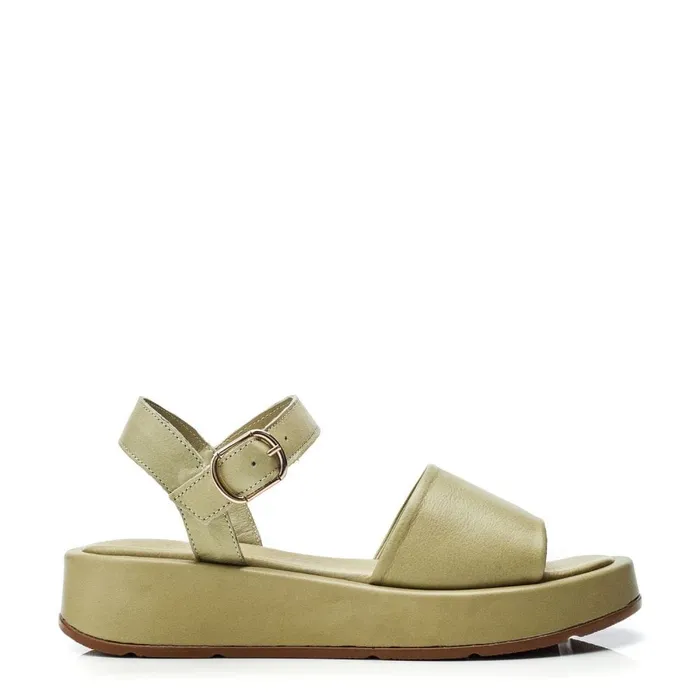 Flatform Sandals Women Moda In Pelle Shoon Sh Mirella Khaki Leather