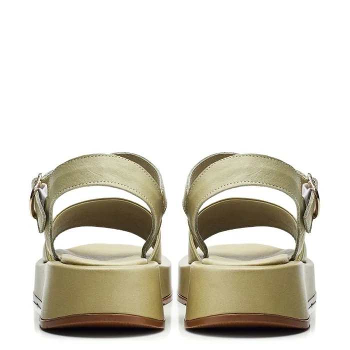 Flatform Sandals Women Moda In Pelle Shoon Sh Mirella Khaki Leather