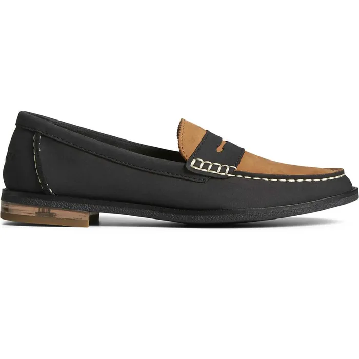 Flats and Loafers Women Sperry Seaport TwoTone Penny Loafer Blacktan