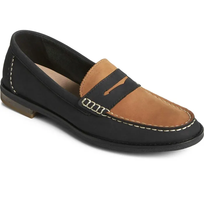 Flats and Loafers Women Sperry Seaport TwoTone Penny Loafer Blacktan Flats and Loafers Women Sperry Seaport TwoTone Penny Loafer Blacktan