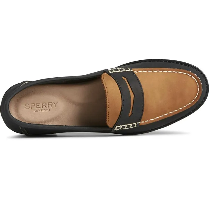 Flats and Loafers Women Sperry Seaport TwoTone Penny Loafer Blacktan Flats and Loafers Women Sperry Seaport TwoTone Penny Loafer Blacktan
