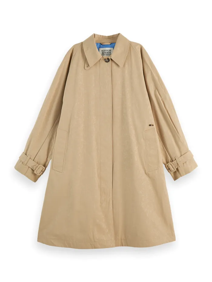 Floral Embossed Carcoat Sand Women Scotch and Soda Jackets and Coats
