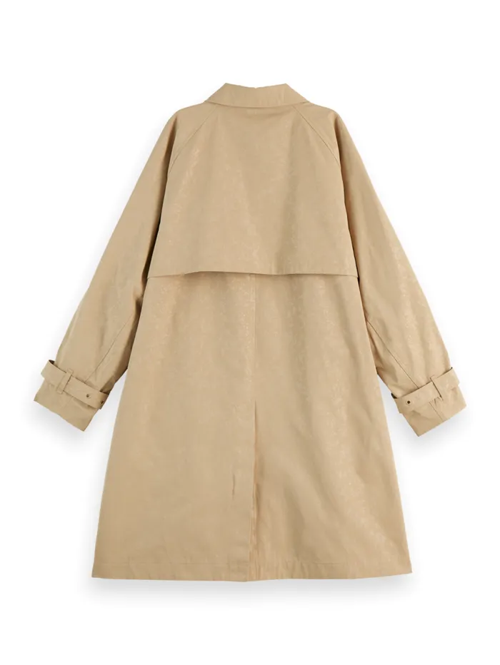 Floral Embossed Carcoat Sand Women Scotch and Soda Jackets and Coats