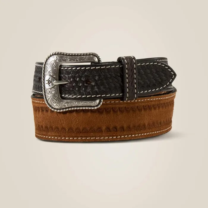 Floral Stamp Lattice End Belt Tan Men Ariat Belts