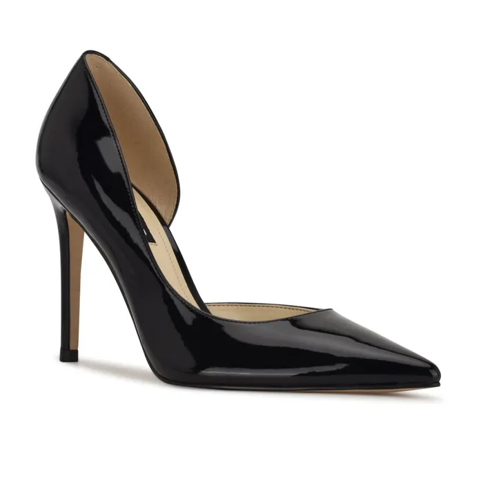 Folowe D039orsay Pointy Toe Pumps Black Patent Women Nine West Pumps