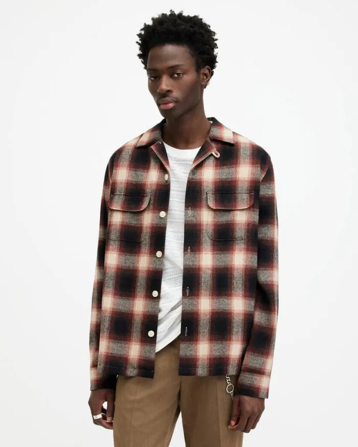 Fortunado Long Sleeve Check Embroidered Shirt Lace Wtflamed Red Men AllSaints Shirts Fortunado Long Sleeve Check Embroidered Shirt Lace Wtflamed Red Men AllSaints Shirts