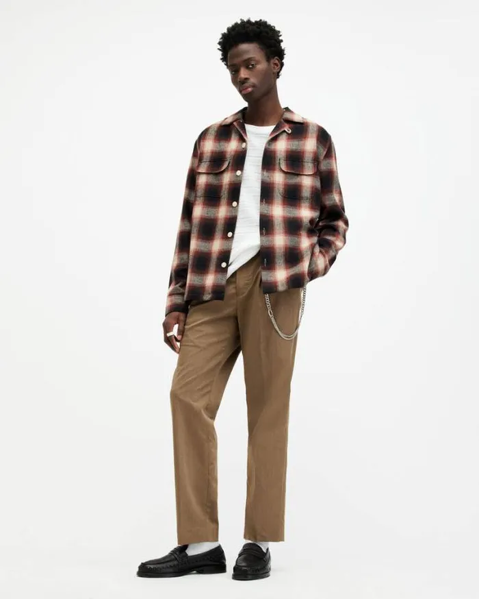 Fortunado Long Sleeve Check Embroidered Shirt Lace Wtflamed Red Men AllSaints Shirts Fortunado Long Sleeve Check Embroidered Shirt Lace Wtflamed Red Men AllSaints Shirts