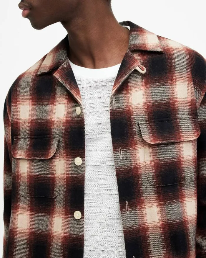 Fortunado Long Sleeve Check Embroidered Shirt Lace Wtflamed Red Men AllSaints Shirts Fortunado Long Sleeve Check Embroidered Shirt Lace Wtflamed Red Men AllSaints Shirts