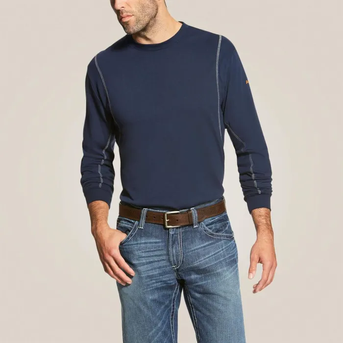 FR AC Crew TShirt Navy Men Ariat TShirts and Polos
