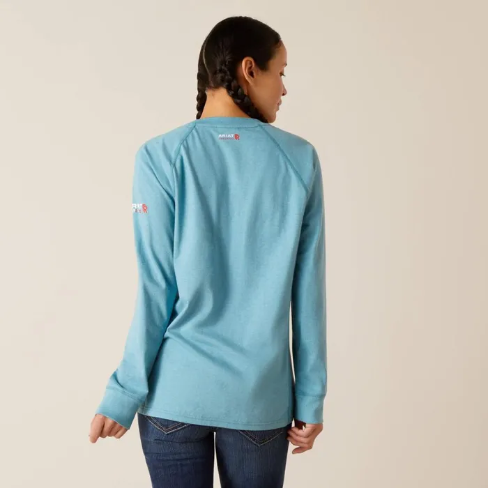 FR Air Henley Top Norse Blue Space Dye Women Ariat Workwear FR Air Henley Top Norse Blue Space Dye Women Ariat Workwear