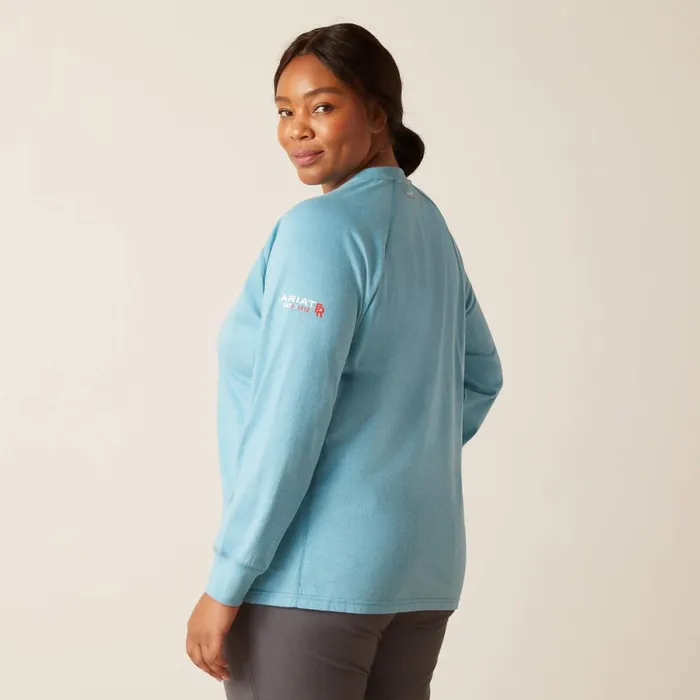 FR Air Henley Top Norse Blue Space Dye Women Ariat Workwear FR Air Henley Top Norse Blue Space Dye Women Ariat Workwear