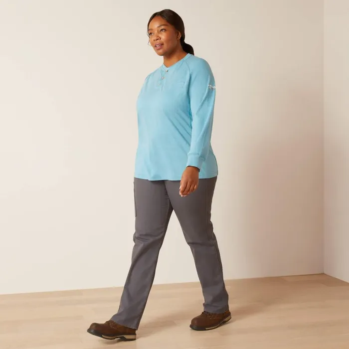 FR Air Henley Top Norse Blue Space Dye Women Ariat Workwear FR Air Henley Top Norse Blue Space Dye Women Ariat Workwear